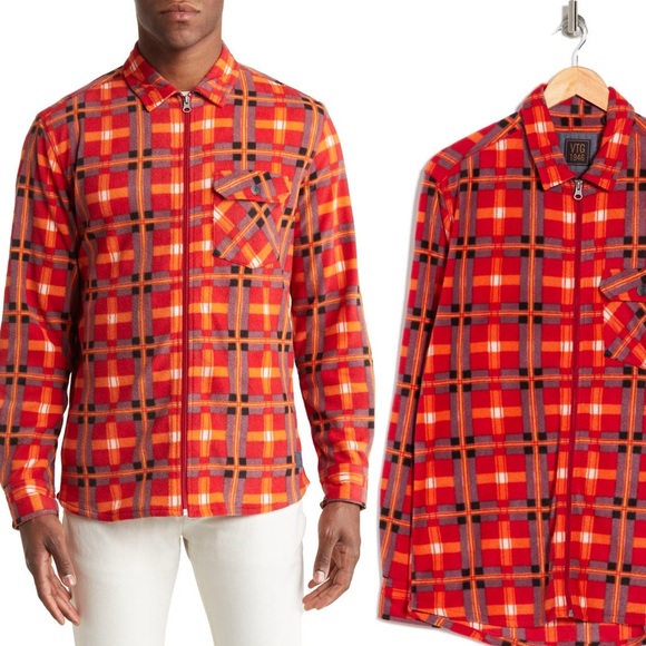 NWT-VTG 1946 Fleece Checkered Zippered Down Mens XL(066) brand new w:/tags - Picture 10 of 11